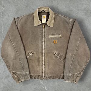 Vintage 2002 Carhartt J97 CHT Faded & Distressed Blanket Detroit Jacket Grey- XL